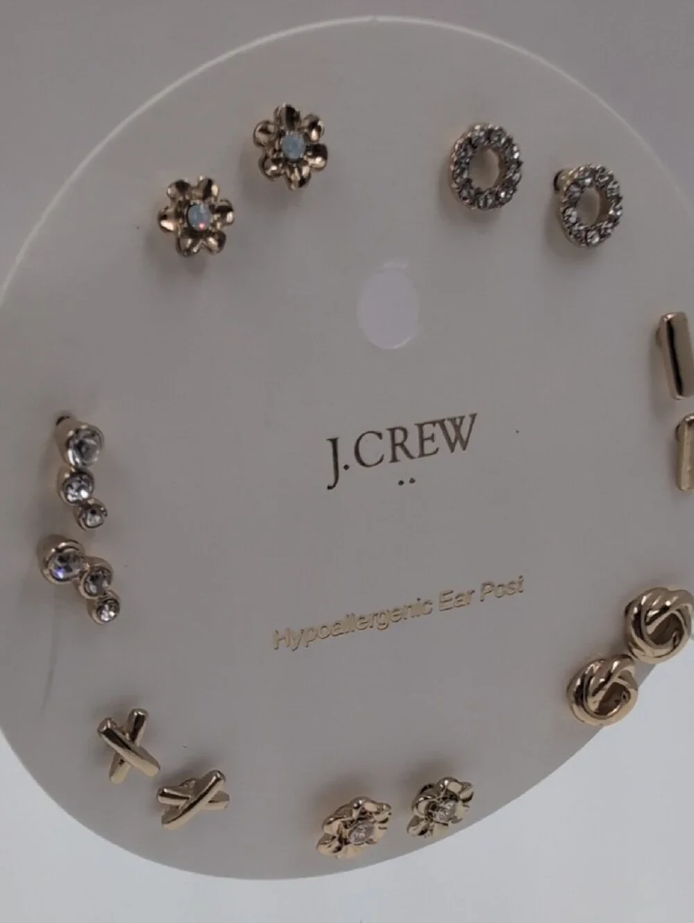 J. Crew Gold-Tone Mixed Stud Earring Set with Crystal Accents 0107